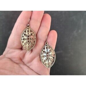 Gold Tone Metal Dangling Pierced Earrings Vintage Costume Jewelry